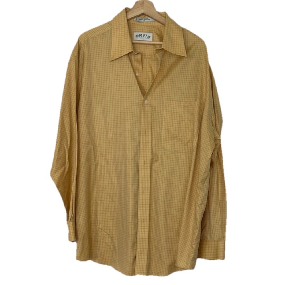 Orvis Yellow Long Sleeve 100% Cotton Button Down Sz. XL